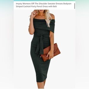 Off Shoulder Midi Tie Dress